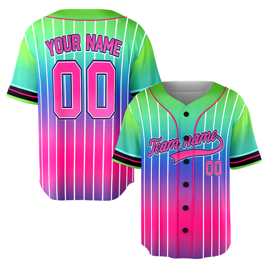 Custom Neon Pink - Green Baseball Jersey for Your Team