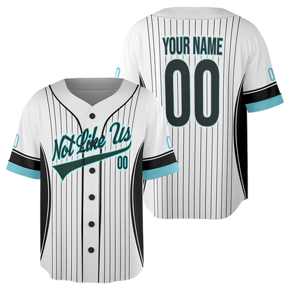 Customized Not Like Us Neon Blue Jersey Pinstripe Blue Jersey Uniform For Baseball Fans Not Like Us