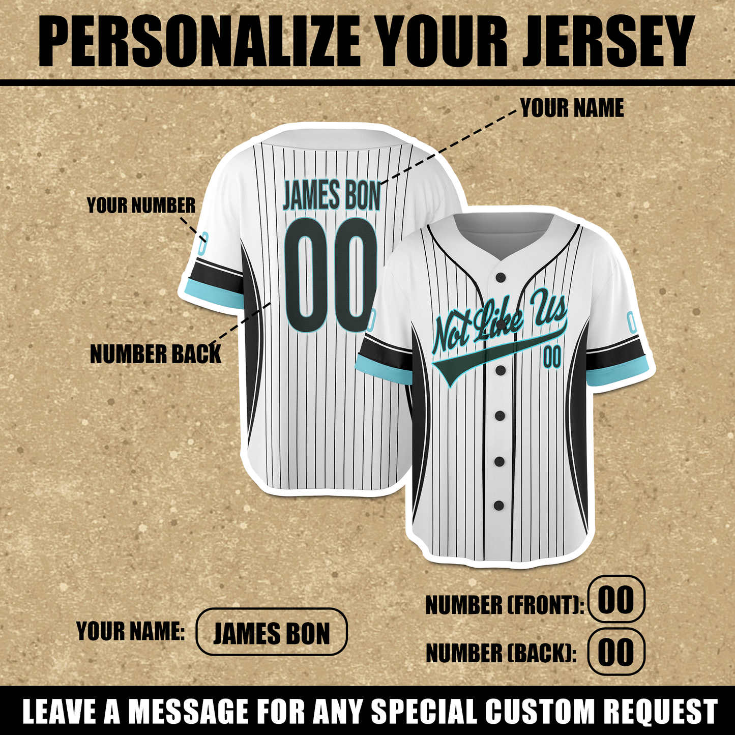 Customized Not Like Us Neon Blue Jersey Pinstripe Blue Jersey Uniform For Baseball Fans Not Like Us