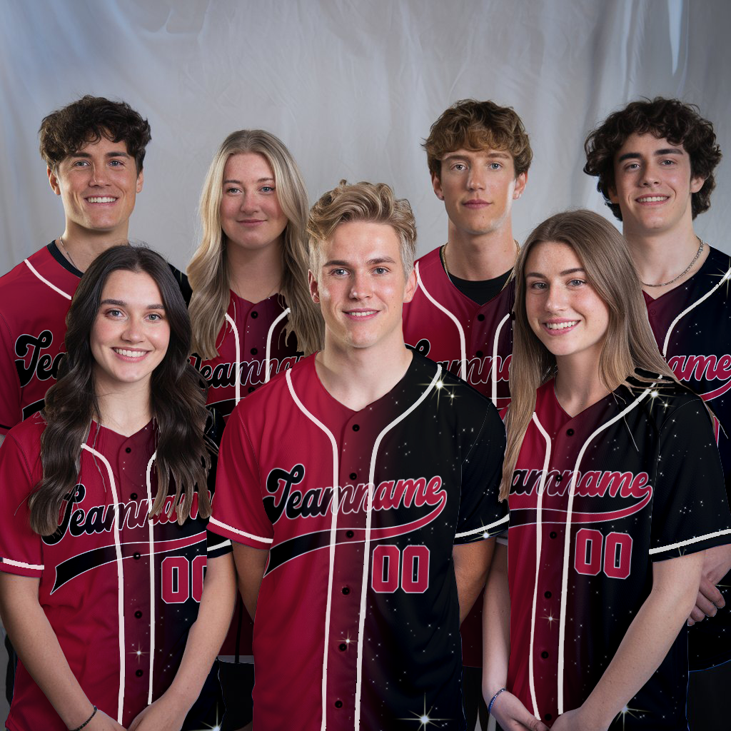 Custom Red - Black Gradient Baseball Jerseys for Your Team